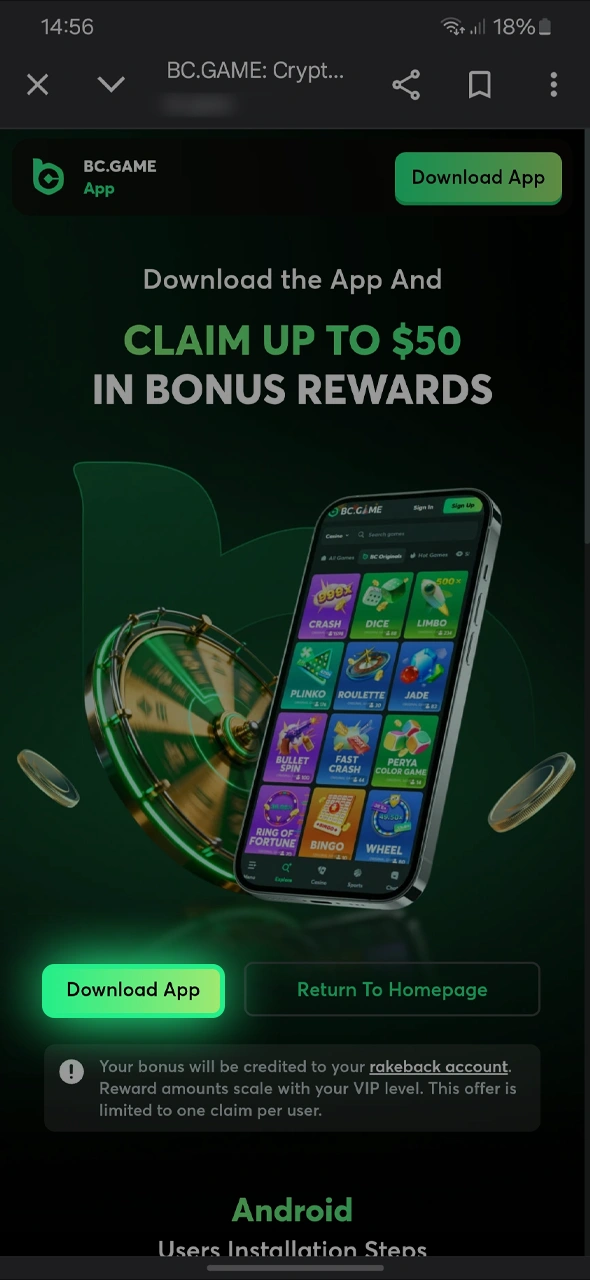 Download the BC Game APK file safely from the official app page.