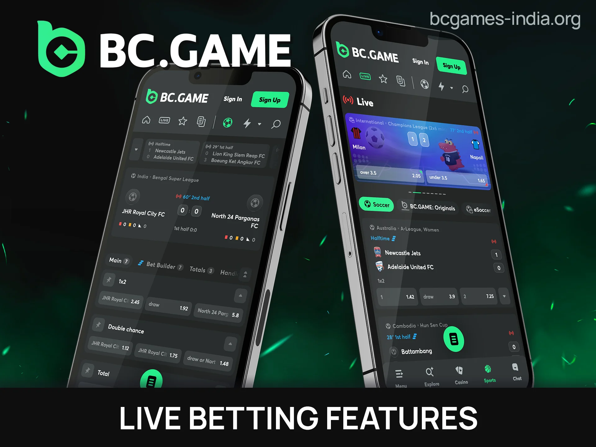 Explore live betting features available within the BC Game app.
