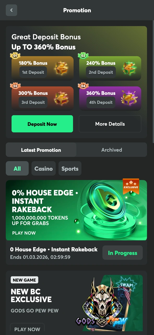 Activate your bonus and start winning at BC Game.