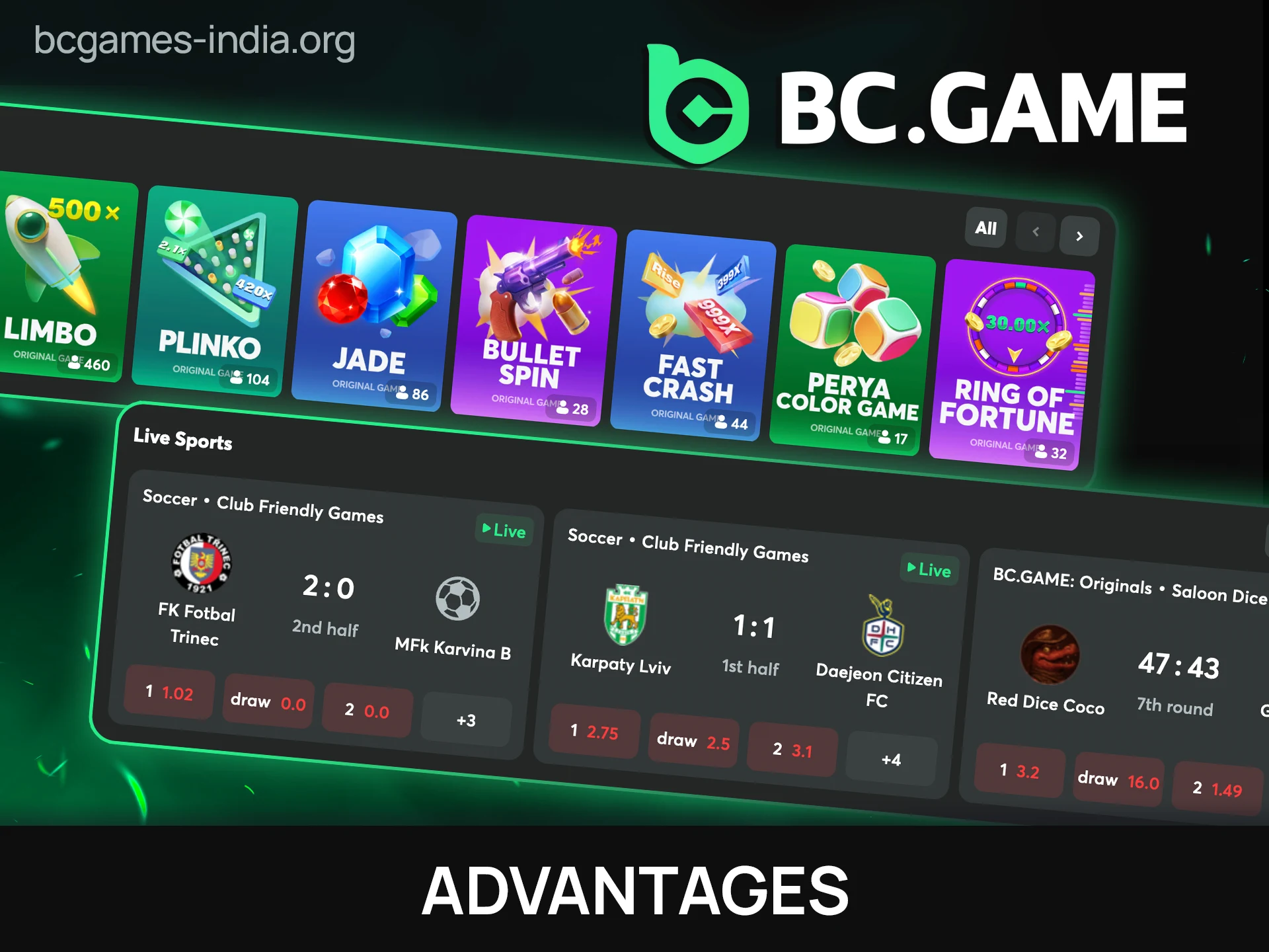 Explore the main advantages of playing at BC Game for Indian users.