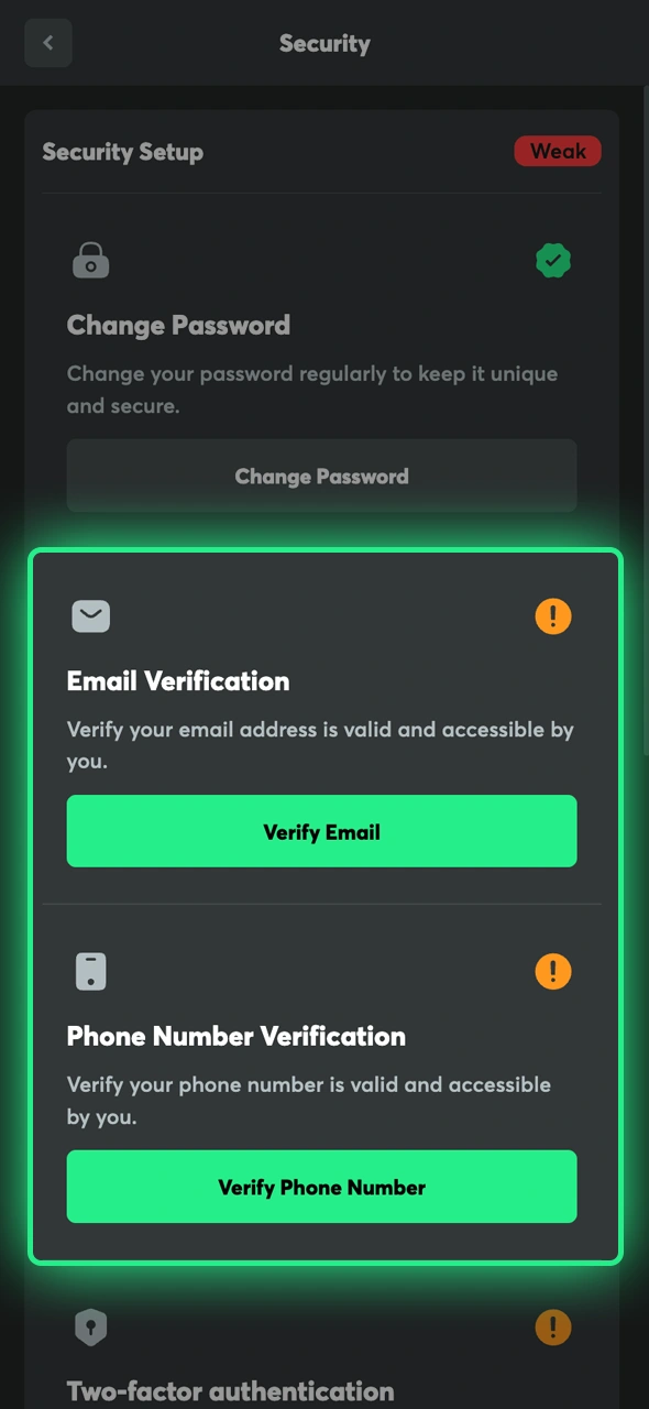 Perform email or phone verification for your official BC Game account.