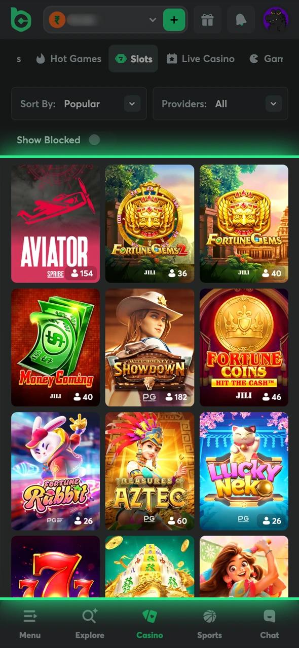 Select a slot and adjust your bet to start spinning at BC Game.