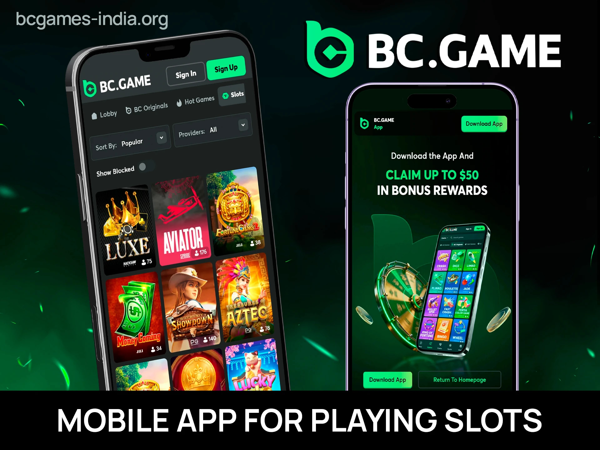 Play slot games anytime with the BC Game app.