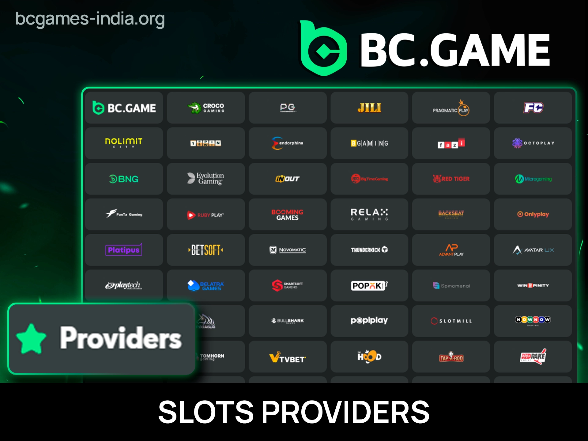 Meet the slot game providers at BC Game.