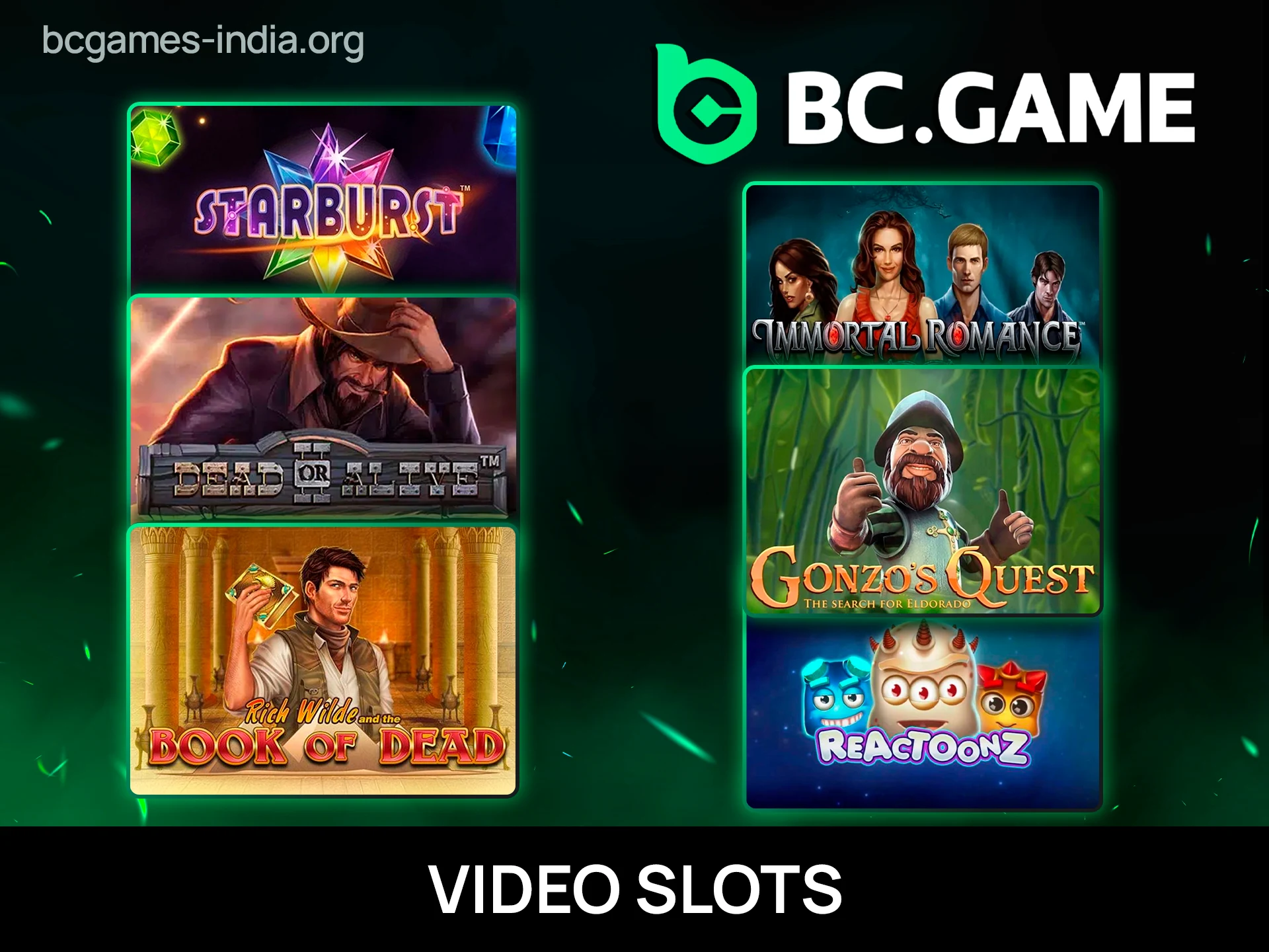 Enjoy immersive Video Slots with bonus features on BC Game.