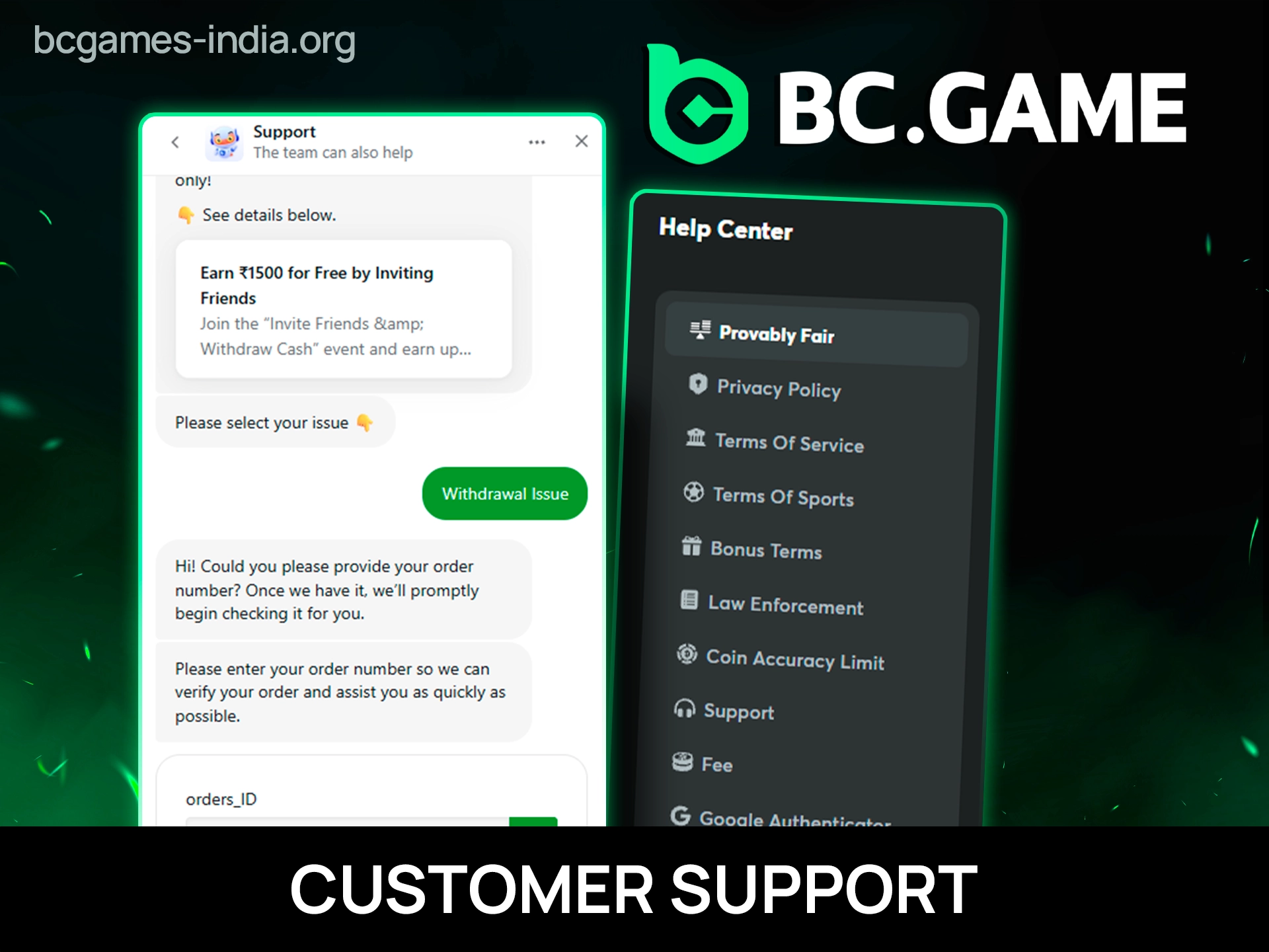 24/7 customer support team assisting users via live chat, email, Telegram, and help center for withdrawal issues.