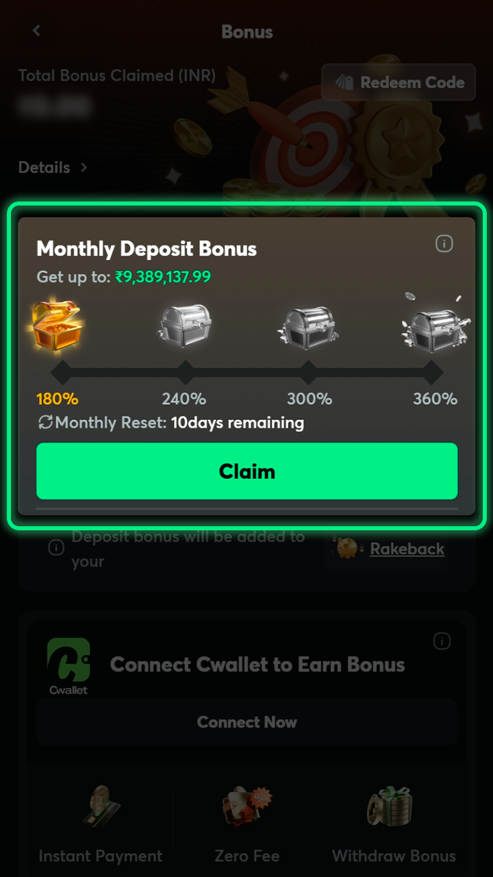 Activating the BC Game welcome bonus for Mines players.