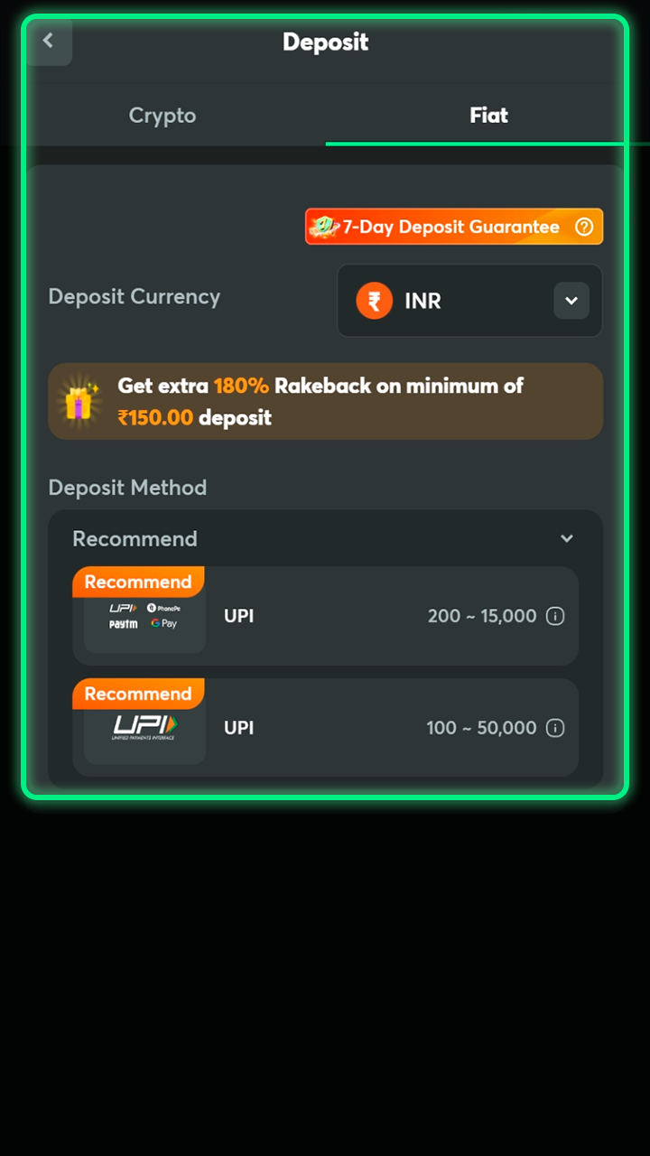 Adding funds to your balance for betting at BC Game.